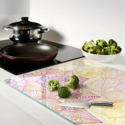 Tagliere in vetro temperato con motivo floreale nei toni pastello