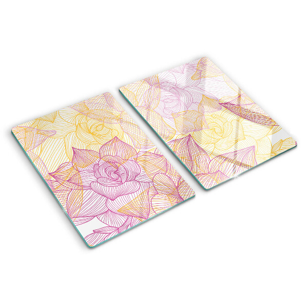 Tagliere in vetro temperato con motivo floreale nei toni pastello