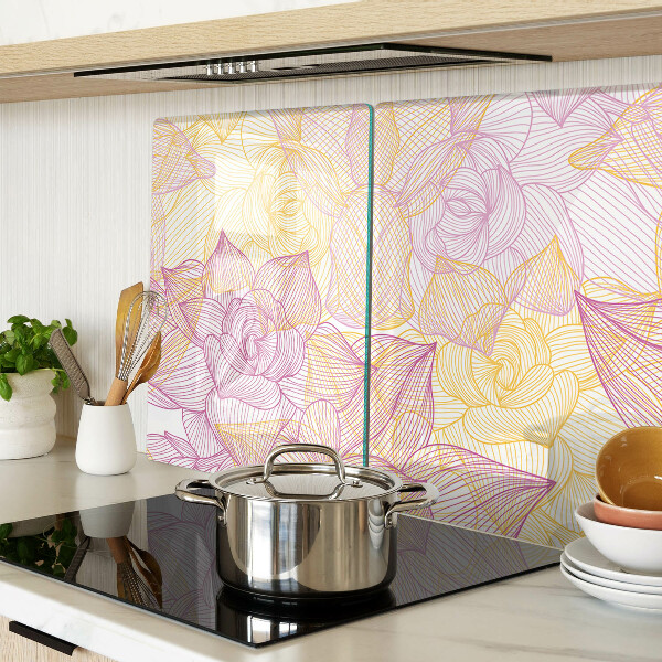 Tagliere in vetro temperato con motivo floreale nei toni pastello