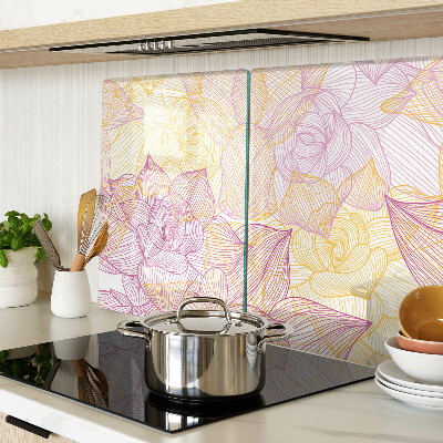 Tagliere in vetro temperato con motivo floreale nei toni pastello