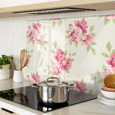 Tagliere in vetro con motivo floreale nei toni del rosa