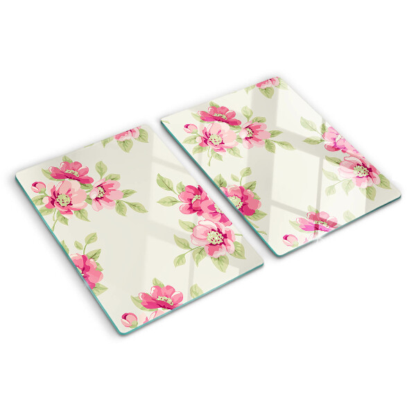 Tagliere in vetro Fiori nei toni del rosa