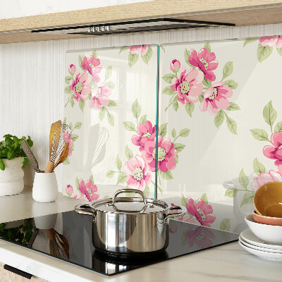 Tagliere in vetro con motivo floreale nei toni del rosa