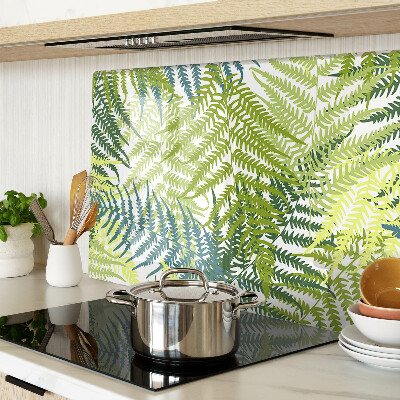 Tagliere in vetro temperato con motivo di foglie di felce in varie tonalità