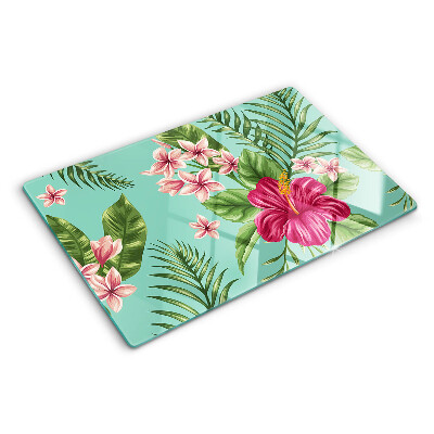 Tagliere in vetro temperato con motivo floreale tropicale