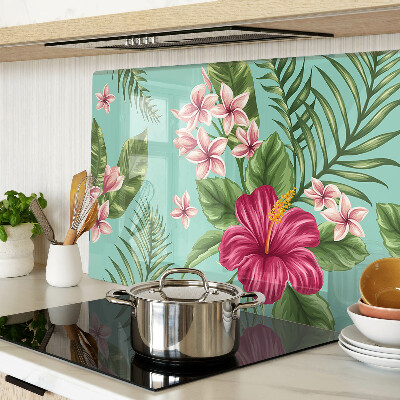 Tagliere in vetro temperato con motivo floreale tropicale