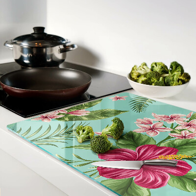 Tagliere in vetro temperato con motivo floreale tropicale