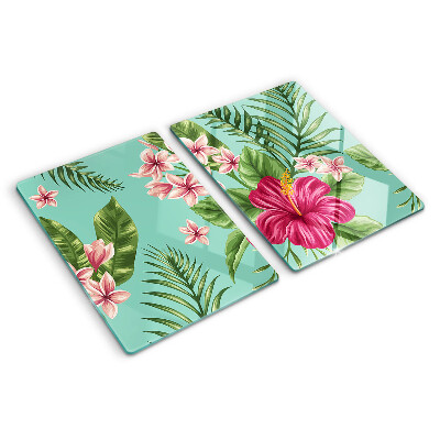 Tagliere in vetro temperato con motivo floreale tropicale