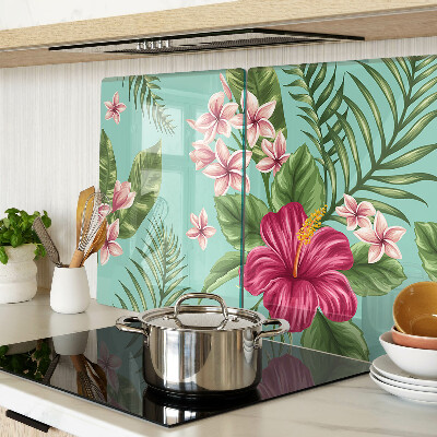 Tagliere in vetro temperato con motivo floreale tropicale