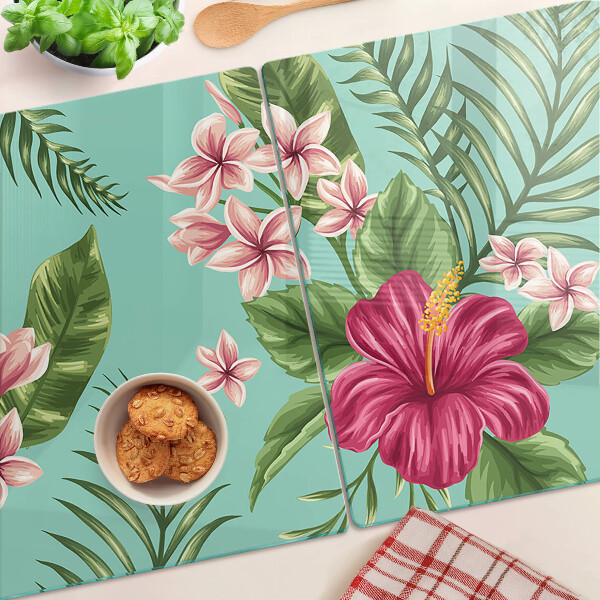 Tagliere in vetro temperato con motivo floreale tropicale