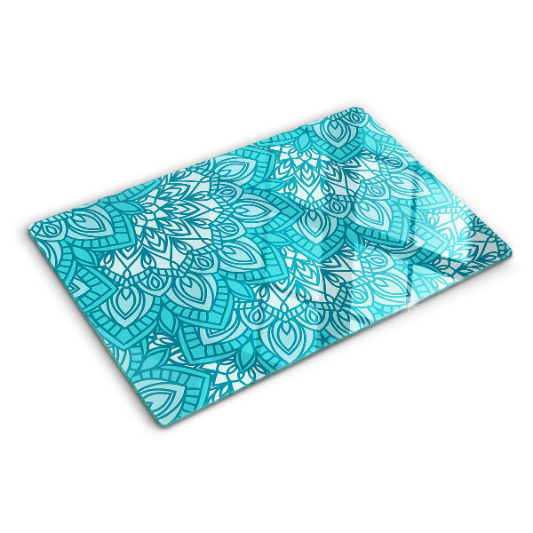 Tagliere in vetro temperato Motivo mandala nei toni del blu