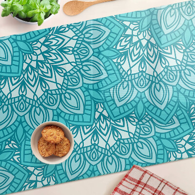 Tagliere in vetro temperato con motivo mandala nei toni del blu