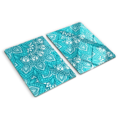 Tagliere in vetro temperato Motivo mandala nei toni del blu