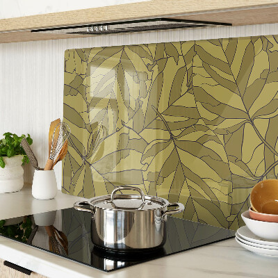 Tagliere in vetro con decorazione a foglie nei toni dell'oro