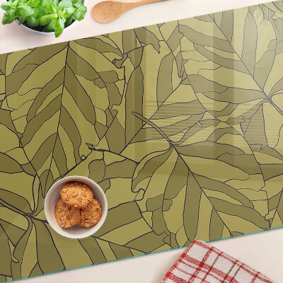 Tagliere in vetro con decorazione a foglie nei toni dell'oro