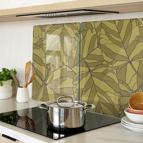 Tagliere in vetro con decorazione a foglie nei toni dell'oro