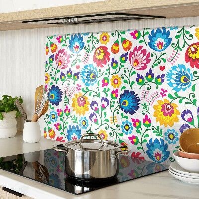 Tagliere in vetro temperato con motivo floreale in stile folk