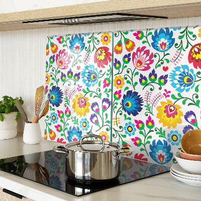 Tagliere in vetro temperato con motivo floreale in stile folk