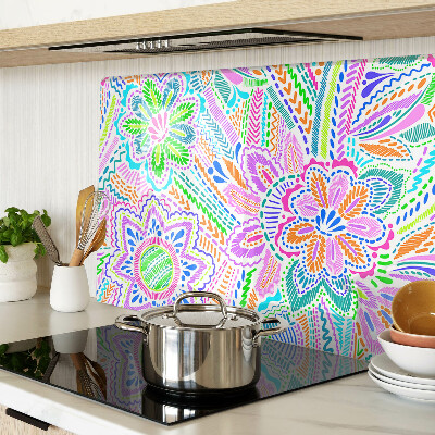 Tagliere in vetro temperato con motivo floreale in stile boho