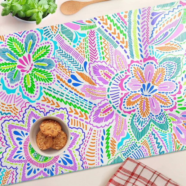 Tagliere in vetro temperato Motivo floreale in stile boho