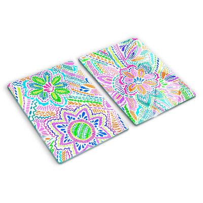 Tagliere in vetro temperato con motivo floreale in stile boho