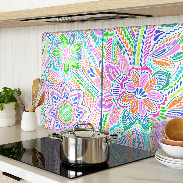 Tagliere in vetro temperato con motivo floreale in stile boho