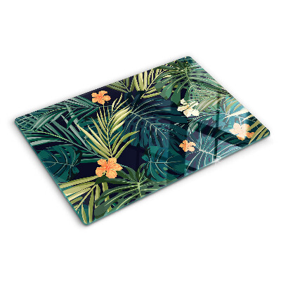 Tagliere in vetro temperato Motivo tropicale con foglie e fiori