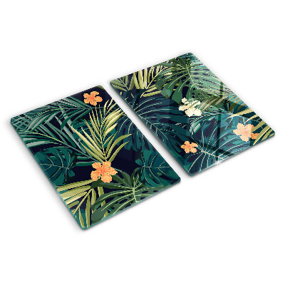 Tagliere in vetro temperato Motivo tropicale con foglie e fiori