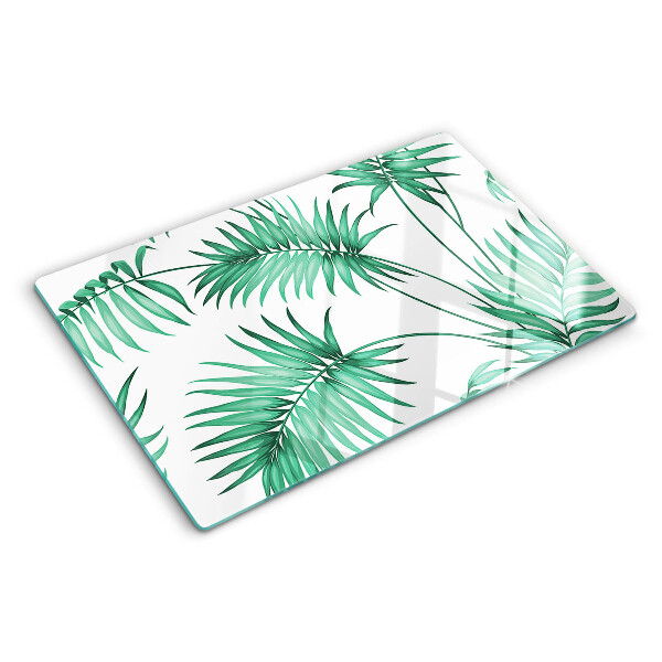 Tagliere in vetro temperato con decorazione a foglie di palma