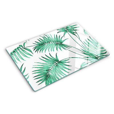 Tagliere in vetro temperato con decorazione a foglie di palma