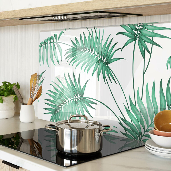 Tagliere in vetro temperato con decorazione a foglie di palma