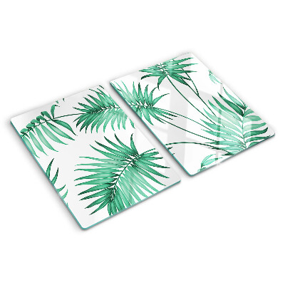 Tagliere in vetro temperato con decorazione a foglie di palma