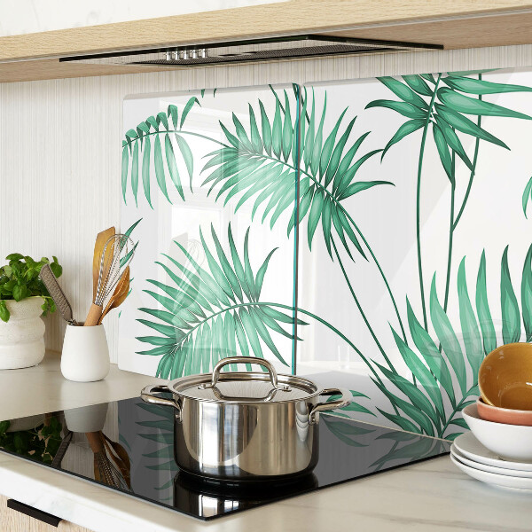 Tagliere in vetro temperato con decorazione a foglie di palma