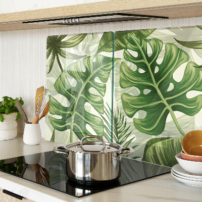 Tagliere in vetro temperato con motivo di foglie tropicali