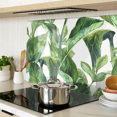 Tagliere in vetro temperato con motivo di foglie di piante tropicali