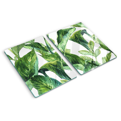 Tagliere in vetro temperato con motivo di foglie di piante tropicali