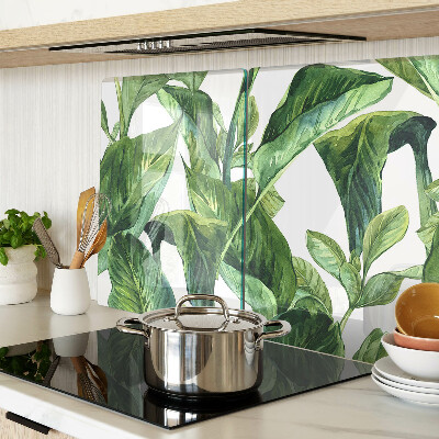 Tagliere in vetro temperato con motivo di foglie di piante tropicali