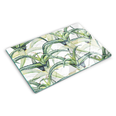 Tagliere in vetro temperato con motivo di foglie in stile acquerello