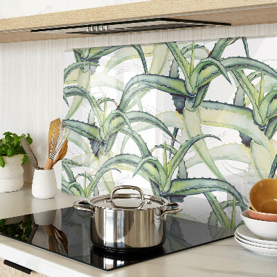 Tagliere in vetro temperato con motivo di foglie in stile acquerello