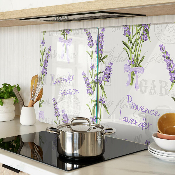 Tagliere in vetro temperato con motivo lavanda e scritte in stile provenzale