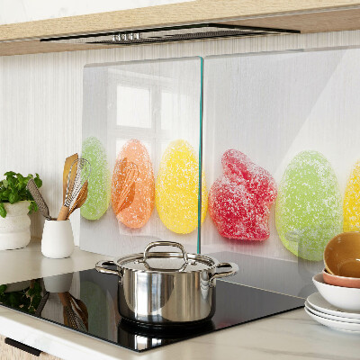 Tagliere in vetro temperato con decoro di dolci nei colori dell'arcobaleno