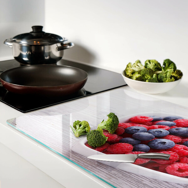 Tagliere in vetro con motivo a frutta a forma di cuore