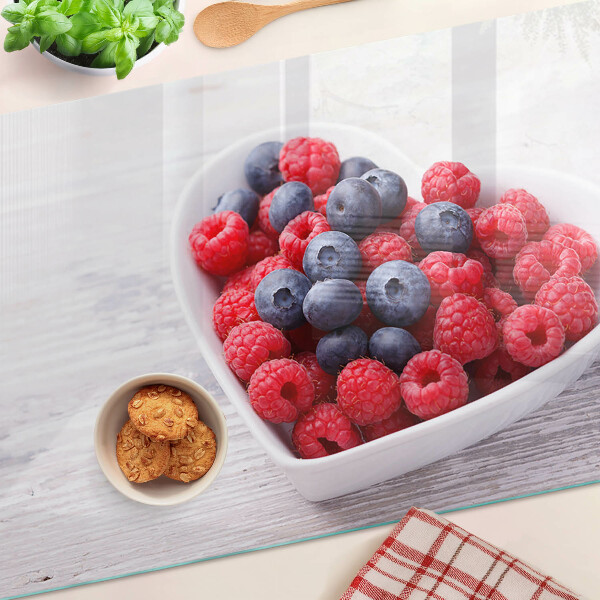 Tagliere in vetro con motivo a frutta a forma di cuore