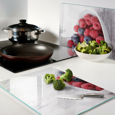 Tagliere in vetro con motivo a frutta a forma di cuore