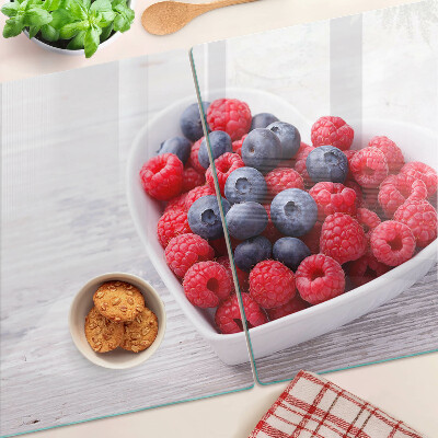 Tagliere in vetro con motivo a frutta a forma di cuore