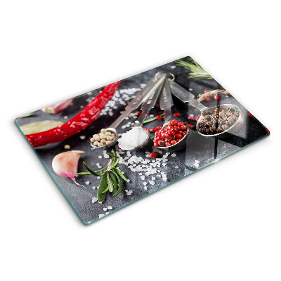 Tagliere in vetro temperato con motivo Spezie ed erbe