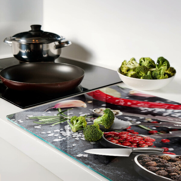 Tagliere in vetro temperato con motivo Spezie ed erbe