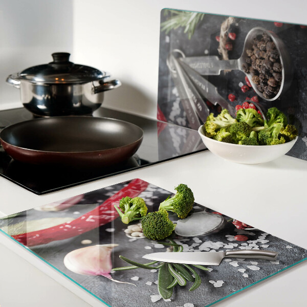 Tagliere in vetro temperato con motivo Spezie ed erbe