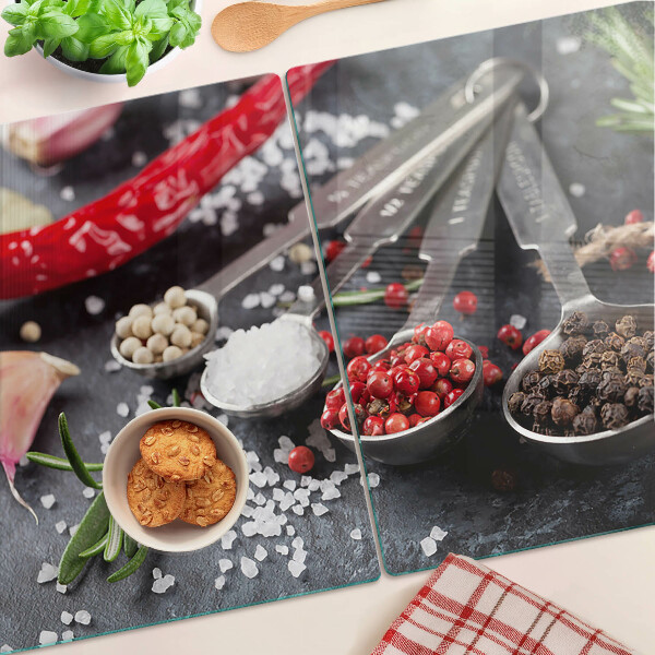 Tagliere in vetro temperato con motivo Spezie ed erbe