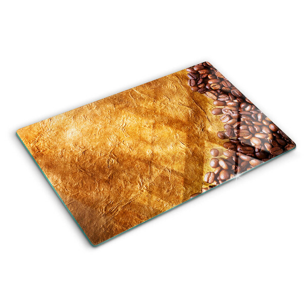 Tagliere in vetro con motivo caffè e pelle